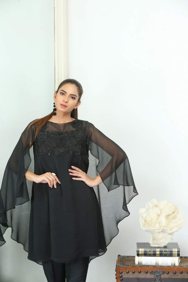 Chic ROYA Chiffon Bat Sleeve Top | Bilal Garment