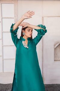 Charming LITTLE MEADOW Organza Shirt & Raw Silk Pant | Bilal Garment