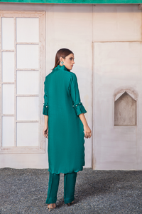 Charming LITTLE MEADOW Organza Shirt & Raw Silk Pant | Bilal Garment