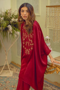 MAISIE Captivating Red Charmeuse Silk Kaftan