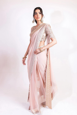 baby pink CLASSIC COOL SARI SET