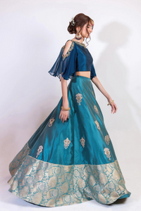 Ocean Blue & Teal Glam MODERN LEHNGA CHOLI