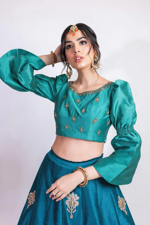 Green & Turquoise Glam CHOLI & LEHNGA