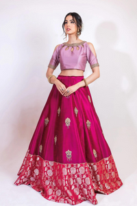 Stylish Pinky-Lavender & Magenta Design LEHNGA CHOLI (D7)