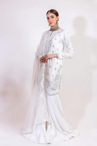 PEARL WHITE GHARARA PANTS & SHIRT set