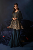 PEPLUM WITH GHARARA PANT Teal Richly Set with Zari Net Dupatta