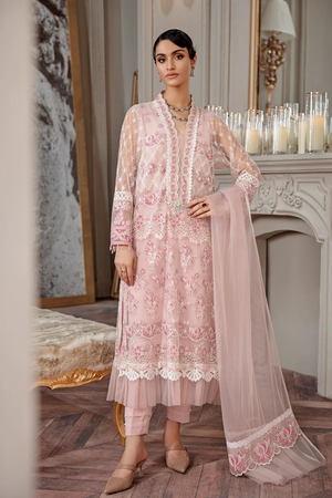 FEMININE pink FLORAL KURTA SET 