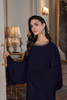 Statement Sleeves Silk Navy Elegance Set by Ammara Khan Viola