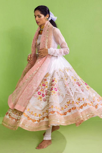 MOTIYA White & Pink pishwas and chooridar set Luxury Pret 