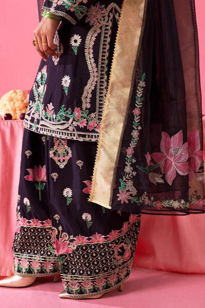 KAAF Black Silk  kurta and shalwar set Luxury Pret