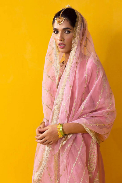 SHRINE Tea Pink Silk kurta and shalwar  Luxury Pret