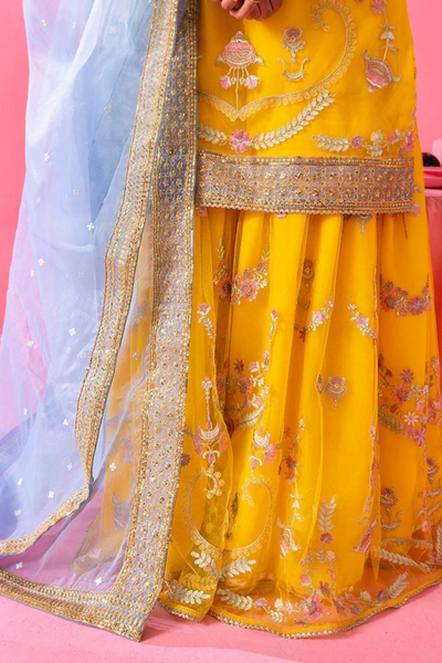 DHOOP  Yellow & Blue kurta & gharara Luxury Pret set