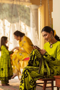 NIGHT OUT A Acid Green Embroidered Set | ALI XEESHAN