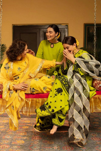 NIGHT OUT A Acid Green Embroidered Set | ALI XEESHAN