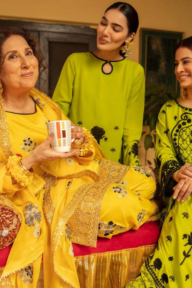 PEHLA PYAR Yellow Silk Set | ALI XEESHAN