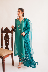 Neirin Teal Raw Silk Ensemble | CARMIN