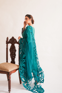 Neirin Teal Raw Silk Ensemble | CARMIN