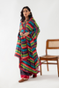 Vibrant GOLNAZ Cord Marina Dress with Poly Wool Shawl | Bilal Garment