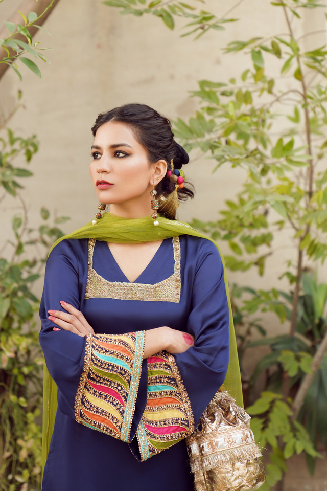 Elegant Friya Blue Chatta Patti Ensemble | CARMIN