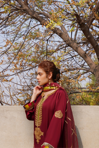 Elegant Maroon Festive Shahnaz Ensemble | CARMIN