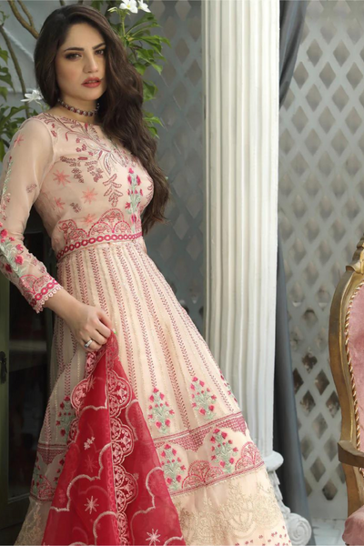 EIRENE- Peach Blush Embroidered Maxi dress