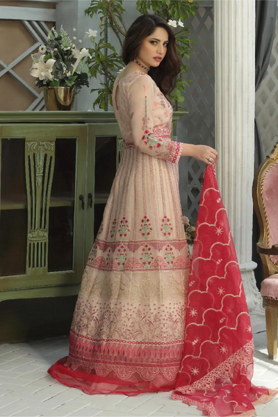 EIRENE- Peach Blush Embroidered Maxi dress