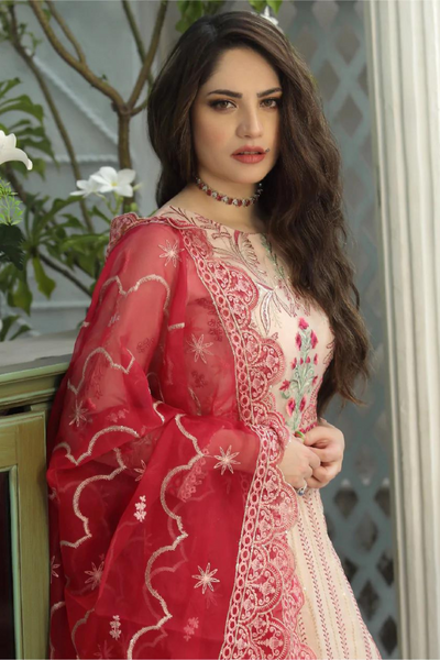 EIRENE- Peach Blush Embroidered Maxi dress