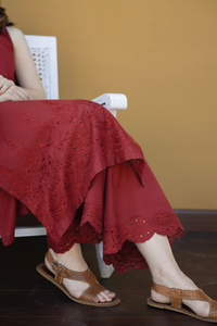 RED kurta and Culottes set