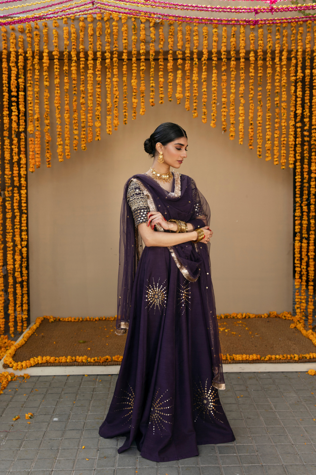 PURPLE SILK LEHANGA CHOLI