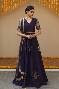 PURPLE SILK LEHANGA CHOLI