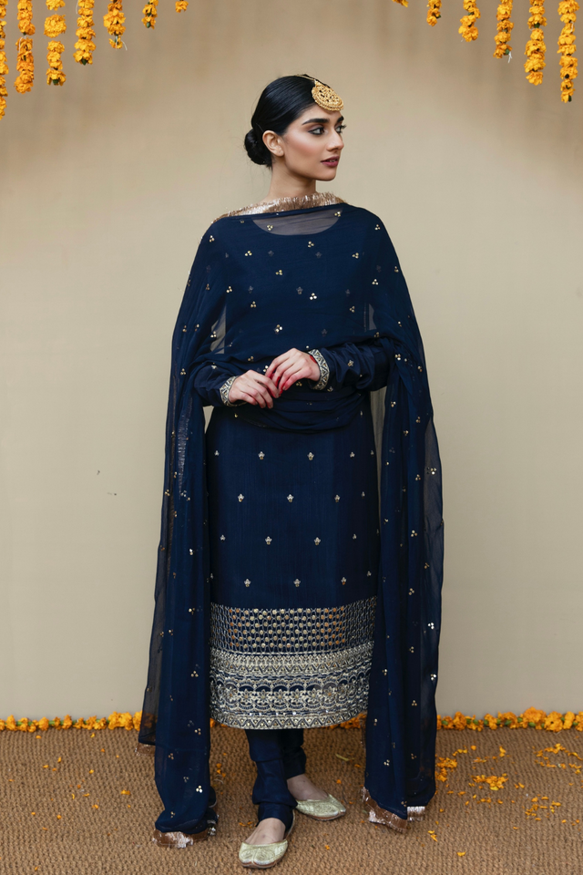 NAVY BLUE kurta &  Churidar set