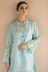 BLUE TUNIC Ensemble  by Deepak Perwani Raw Silk Edit.