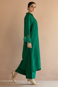 CLASSIC GREEN Co-ord Set by Deepak Perwani Raw Silk Edit 