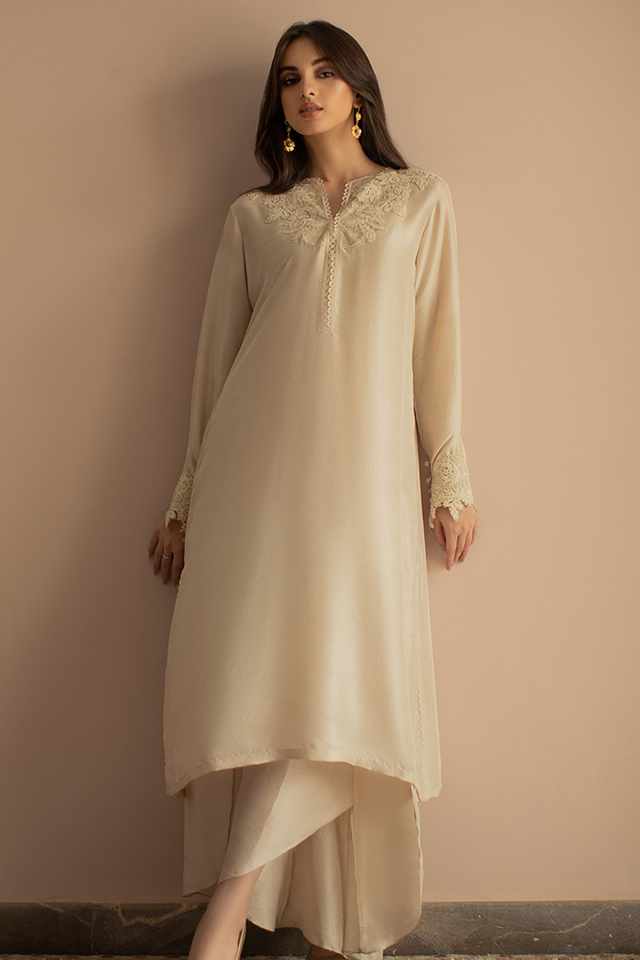 IVORY MIST Ensemble by Deepak Perwani Raw Silk Edit