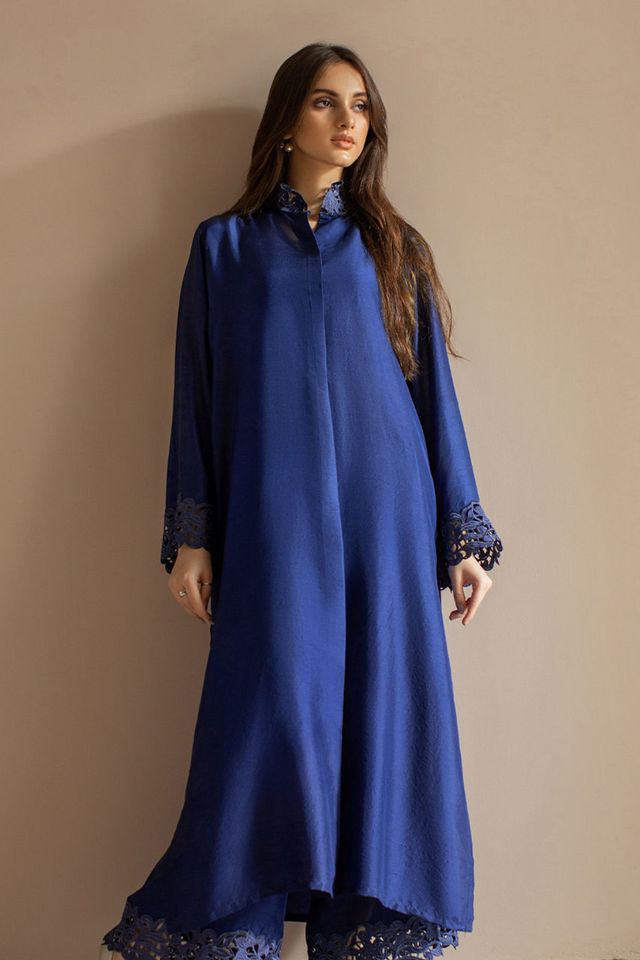 MIDNIGHT SAPPHIRE Co-ord Set by  Deepak Perwani Raw Silk Edit