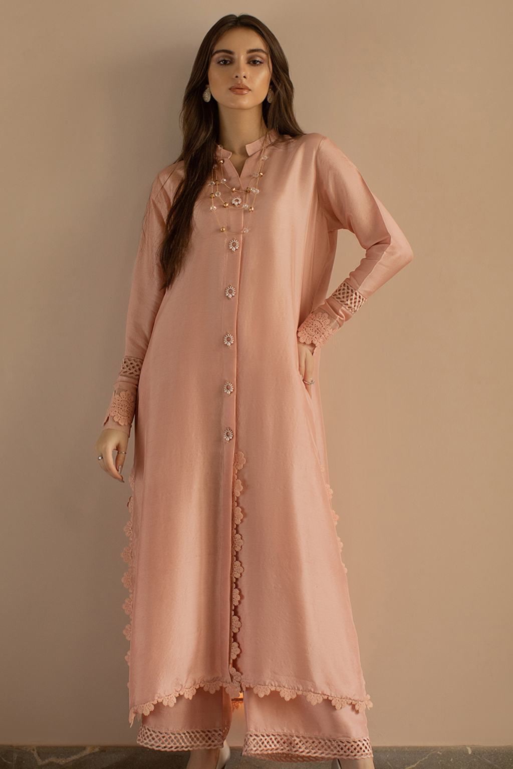 WHISPER PINK Co-ord Set by Deepak Perwani Raw Silk Edit