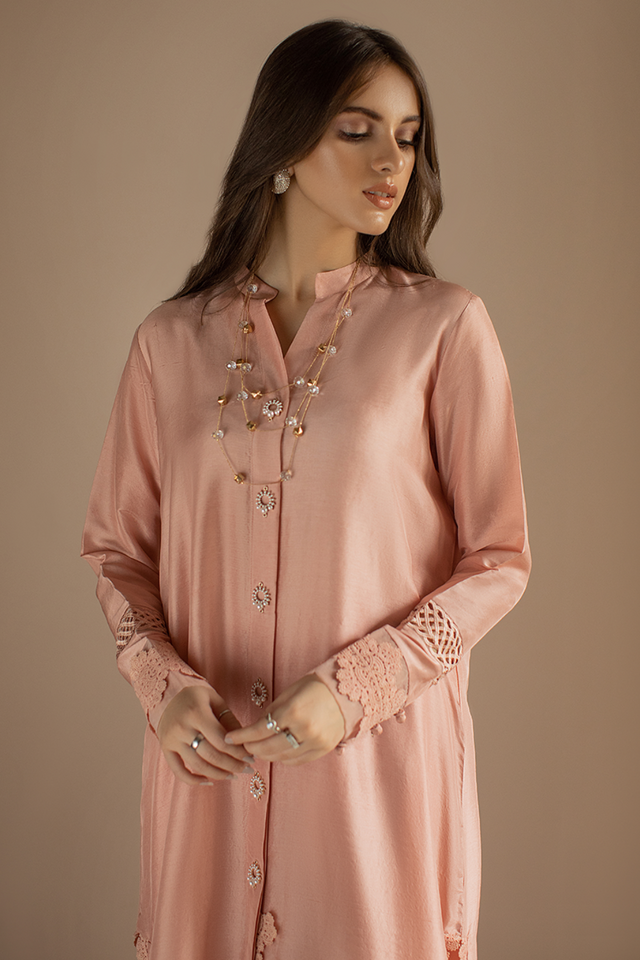 WHISPER PINK Co-ord Set by Deepak Perwani Raw Silk Edit