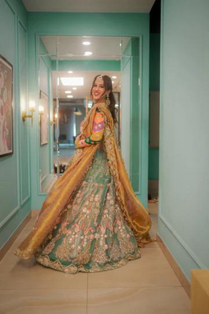 Aden Rehan - Ocean Blue Tissue Lehenga | EVERTHINE BY SAMAR 