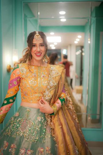 Aden Rehan - Ocean Blue Tissue Lehenga | EVERTHINE BY SAMAR 