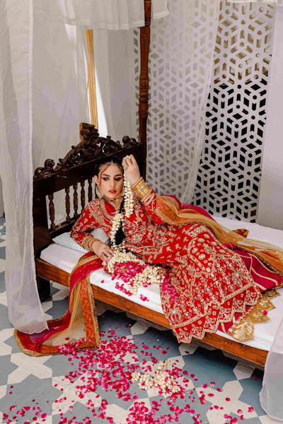 Livia - Regal Red Raw Silk Shirt with Majestic Embellishments  