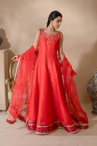 CORAL ROSE WITH PANTS AND DUPATTA set 