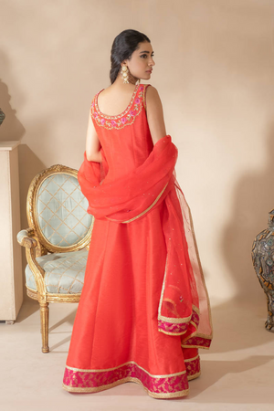CORAL ROSE WITH PANTS AND DUPATTA set 