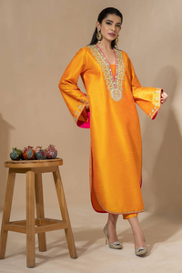 MARI GOLD SHIRT WITH PANTS by  Farida Hasan's Luxe Pret'22 collection