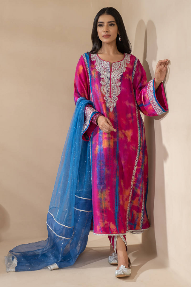 SILVER RAINBOW WITH SHALWAR  by Farida Hasan's Luxe Pret'22