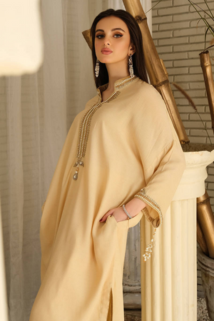 Crystal Pearl Tunic with Pants - Gold | Farida Hasan Mid Eid