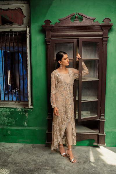 BEIGE PLUSH Floral Ensemble | Faiza Rehman | Bilal Garment