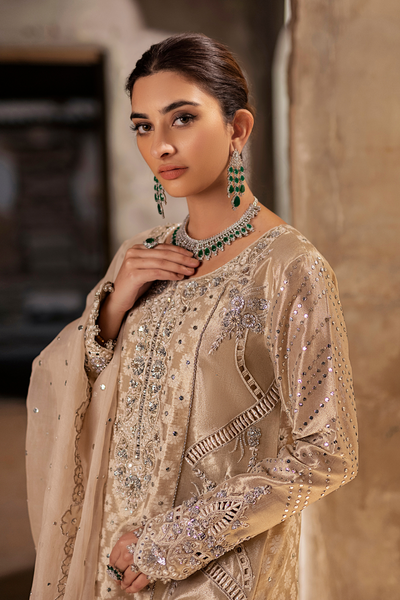 TALAYI Gold Peshwas Ensemble | Faiza Rehman | Bilal Garment