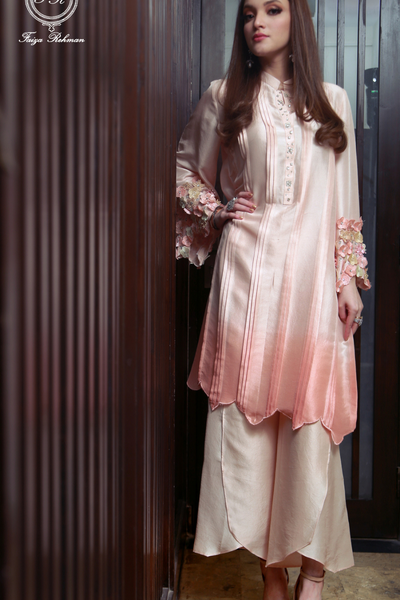 Elegant Pink Floral Kurta Handcrafted Beauty | Bilal Garments