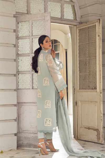 ALLISA2 Powder Blue Embroidered Organza Ensemble | Faiza Rehman
