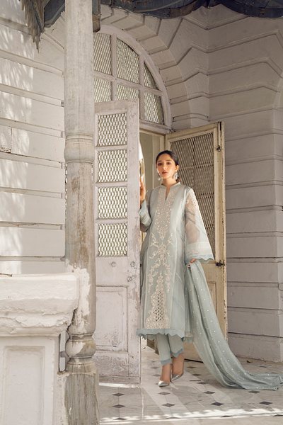 ALLISA2 Powder Blue Embroidered Organza Ensemble | Faiza Rehman